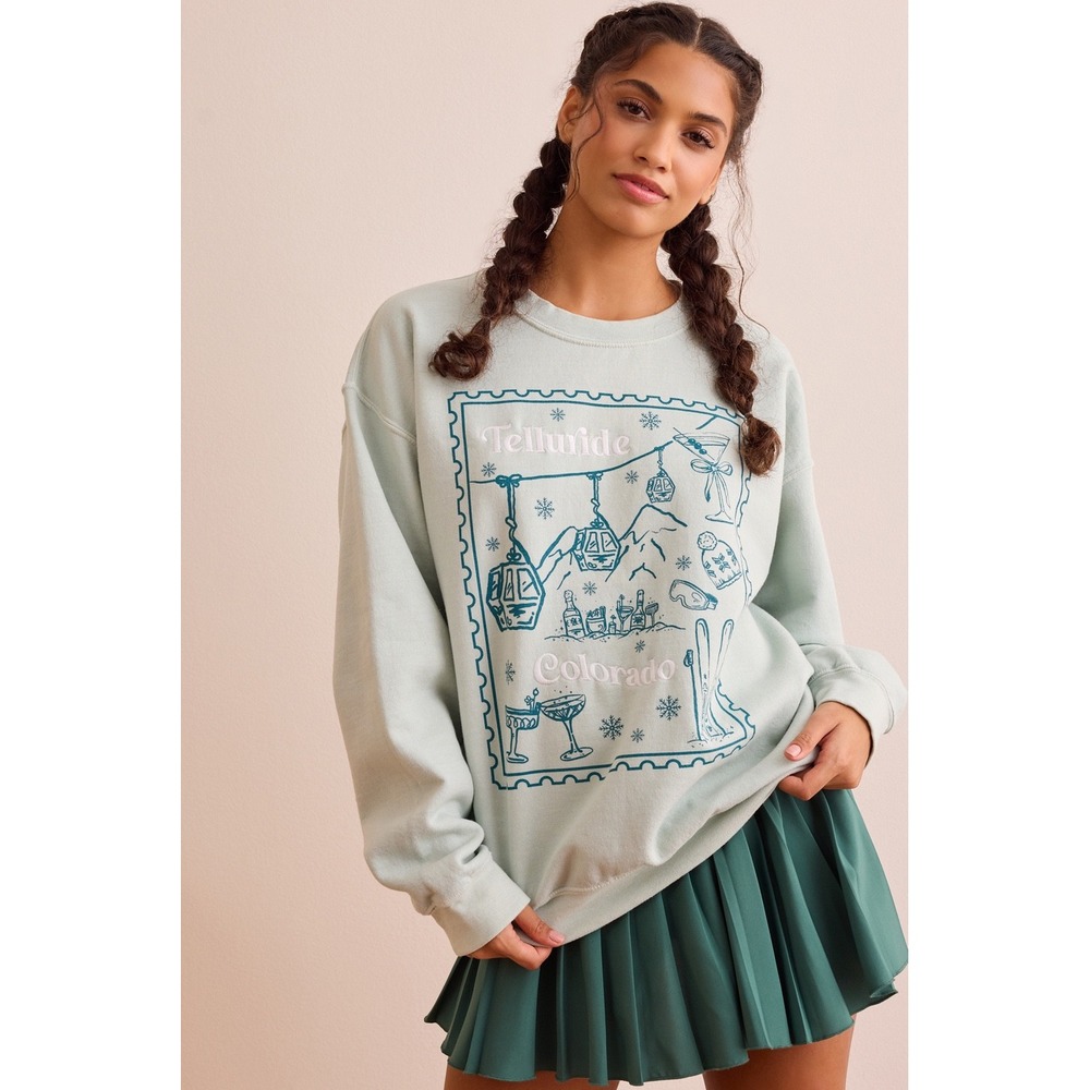 AS Revival Telluride Colorado Graphic Sweatshirt Mint Green‎ Size XS/S NEW